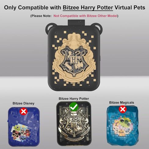 JCHPINE HARD CASE و SILICONE COVER FOR BITZEE HARRY POTTER TOY DIGICAL PET ، إكسسوارات لحيوانات هاري بوتر الافتراضية الافتراضية (أسود) in Kuwait