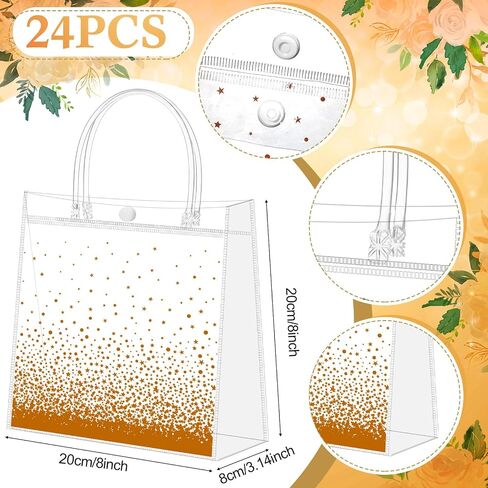 Marspark 24 PCS Gold Polka Dot أكياس هدايا واضحة مع مقبض Gold Goodie Treat Pags Wrap For Birthday Form in Kuwait