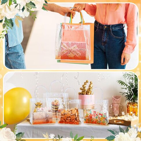 Marspark 24 PCS Gold Polka Dot أكياس هدايا واضحة مع مقبض Gold Goodie Treat Pags Wrap For Birthday Form in Kuwait