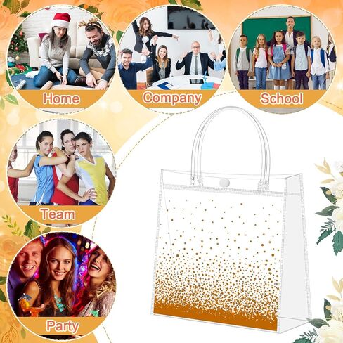 Marspark 24 PCS Gold Polka Dot أكياس هدايا واضحة مع مقبض Gold Goodie Treat Pags Wrap For Birthday Form in Kuwait
