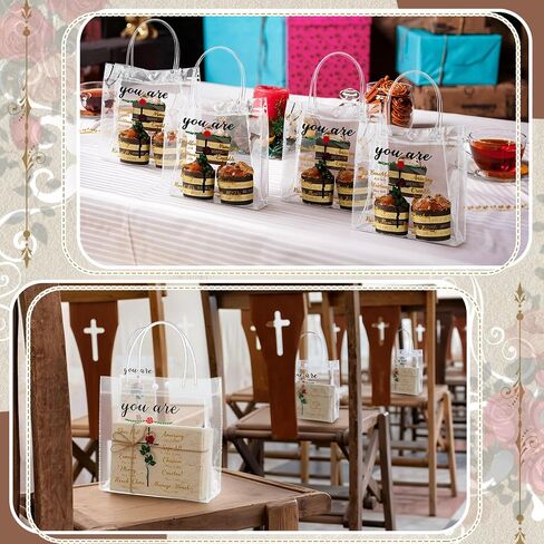 Marspark 24 PCS Gold Polka Dot أكياس هدايا واضحة مع مقبض Gold Goodie Treat Pags Wrap For Birthday Form in Saudi Arabia