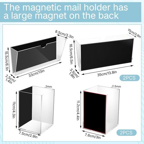 2 PCS حامل الملف المغناطيسي و 2 PCS Magnetic Dry Erase Marker منظم رف أكريليك واضح لمجلة خزائن الوثائق البيضاء in Saudi Arabia