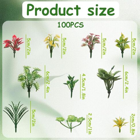 100pcs نباتات مصغرة مجموعة مصغرة أشجار الأشجار الخضراء شجيرات شجيرة بوش إكسسوارات حديقة الحرف اليدوية الجنية جنية مشهد سكة حديد الرمل النموذج in Saudi Arabia