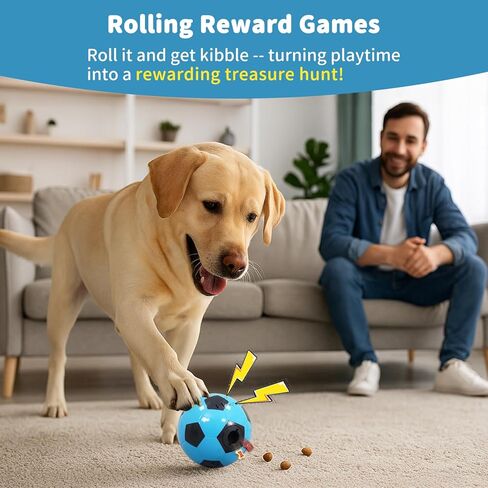 ألعاب الكلب التفاعلية معالجة الموزعات - ضحكة الكلب الكلب كرة كرة قدم مكافآت اللغز لإبقائها مشغولة ، إثراء الأطعمة الأطعمة للسلالات الكبيرة المتوسطة الكبيرة ، الأزرق in Kuwait