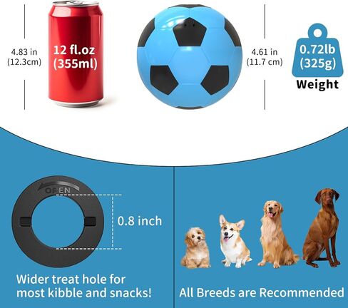ألعاب الكلب التفاعلية معالجة الموزعات - ضحكة الكلب الكلب كرة كرة قدم مكافآت اللغز لإبقائها مشغولة ، إثراء الأطعمة الأطعمة للسلالات الكبيرة المتوسطة الكبيرة ، الأزرق in Kuwait