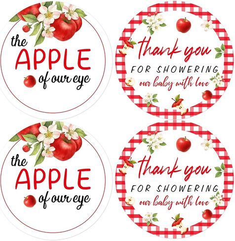 80Pcs Apple of Our Eye Thank You Sticker Labels Apple Baby Shower Decorations Fruit Theme Circle Stickers 2 Inch for Women Fall Autumn Apple Baby Shower Envelope Seals Goodie Bags Decor Party Supplies in Saudi Arabia