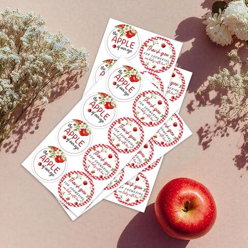 80Pcs Apple of Our Eye Thank You Sticker Labels Apple Baby Shower Decorations Fruit Theme Circle Stickers 2 Inch for Women Fall Autumn Apple Baby Shower Envelope Seals Goodie Bags Decor Party Supplies in Saudi Arabia