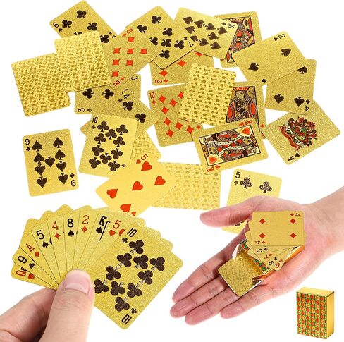 اثنان من طوابق أوراق اللعب المصغرة ، أوراق لعب Gold Waterproof ، Deck Mini Poker للحفلات والألعاب ، لصالح الحفلات ، Deck Tiny of Novelty Party Gift لعيد الميلاد ، عيد الهالوين ، رأس السنة الجديدة ، قدم المساواة in Kuwait