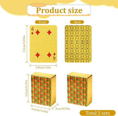 اثنان من طوابق أوراق اللعب المصغرة ، أوراق لعب Gold Waterproof ، Deck Mini Poker للحفلات والألعاب ، لصالح الحفلات ، Deck Tiny of Novelty Party Gift لعيد الميلاد ، عيد الهالوين ، رأس السنة الجديدة ، قدم المساواة in Kuwait