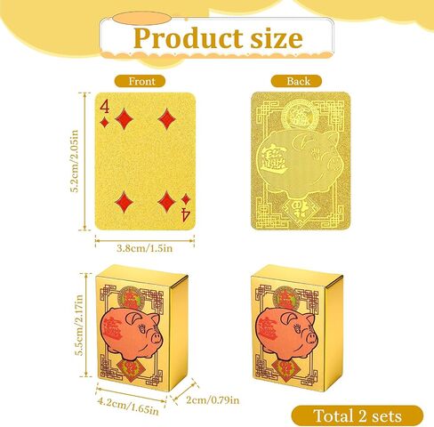 2 Decks Mini Playing Cards, Gold Waterproof Playing Cards, Mini Poker Deck for Parties and Games, Party Favor, Tiny Deck of Novelty Party Gift for Christmas, Halloween, New Year, Par in Saudi Arabia
