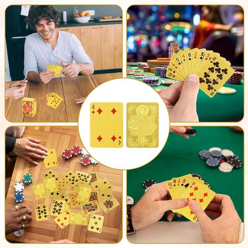 2 Decks Mini Playing Cards, Gold Waterproof Playing Cards, Mini Poker Deck for Parties and Games, Party Favor, Tiny Deck of Novelty Party Gift for Christmas, Halloween, New Year, Par in Saudi Arabia