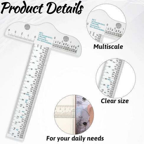 6 "مسطرة أكريليك T-square وصياغة T Square Bats و Retric Sewing Attracts أدوات الصياغة لصياغة الصياغة ، وصياغة العمل ، وتأطير الفن ، وصنع الكتب السكر. in Saudi Arabia
