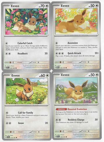 Eevee Pokemon Card Lot X 4 - Scarlet Violet (الحدود الرمادية) - ارتفاع الشرر المكتسب - 143/191 in Saudi Arabia