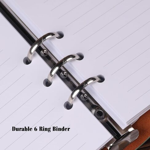 Tiefossi A5 Binder 6 Binder Notebook for Women Men ، Hardcover Pu Leather Journal ، Compass Vintage Journal ، College Proceds للمدرسة ، المخطط ، السفر ، العمل ، المنظم in Kuwait