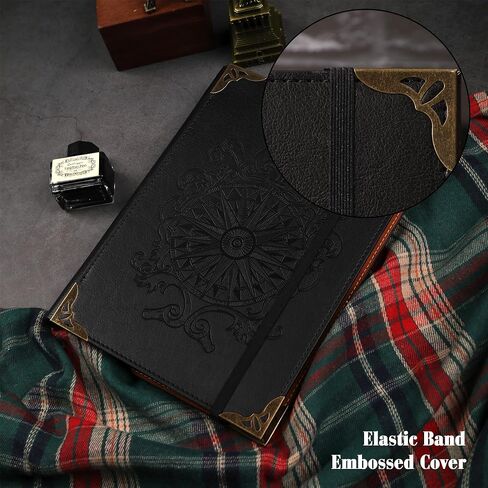 Tiefossi A5 Binder 6 Binder Notebook for Women Men ، Hardcover Pu Leather Journal ، Compass Vintage Journal ، College Proceds للمدرسة ، المخطط ، السفر ، العمل ، المنظم in Kuwait