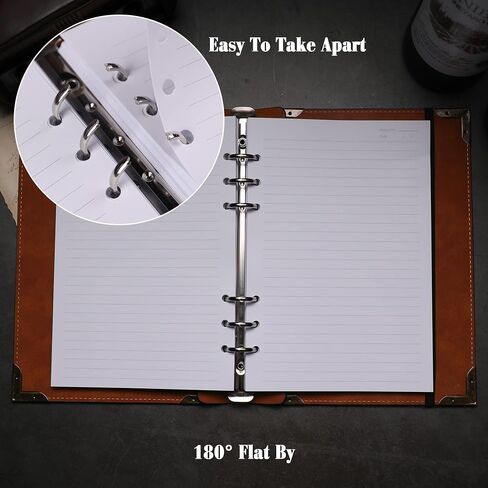 Tiefossi A5 Binder 6 Binder Notebook for Women Men ، Hardcover Pu Leather Journal ، Compass Vintage Journal ، College Proceds للمدرسة ، المخطط ، السفر ، العمل ، المنظم in Kuwait