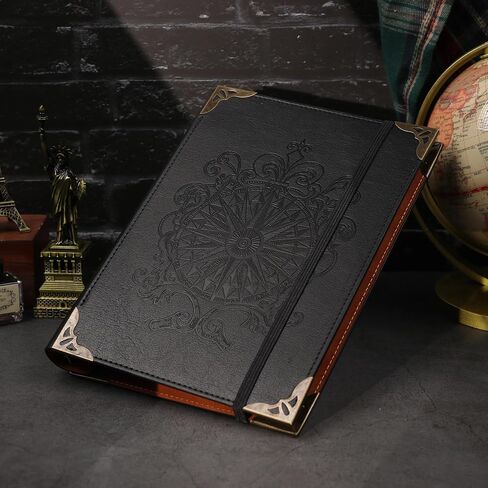 Tiefossi A5 Binder 6 Binder Notebook for Women Men ، Hardcover Pu Leather Journal ، Compass Vintage Journal ، College Proceds للمدرسة ، المخطط ، السفر ، العمل ، المنظم in Kuwait
