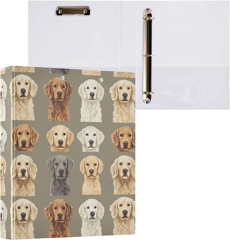 3 Ring Binder 1.5 Inch Golden Retriever Head Dogs Binder with Clipboard PVC Pockets Fits 8.5 x 11 Inch Paper Holds 200 Sheets for School and Office Supplies in Saudi Arabia