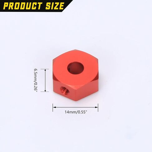 RCAWD 14mm Aluminum Wheel Hex Hub for Arrma 1/10 Gorgon 4X2 MEGA 550 Upgrades Part Red in Saudi Arabia