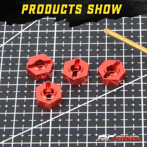 RCAWD 14mm Aluminum Wheel Hex Hub for Arrma 1/10 Gorgon 4X2 MEGA 550 Upgrades Part Red in Saudi Arabia