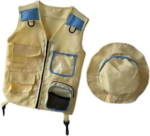 Explorer Vest and Hat Set for Kids Outdoor Activities, Blue in Saudi Arabia