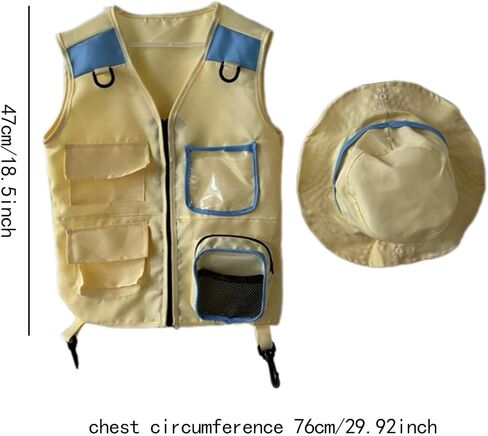 Explorer Vest and Hat Set for Kids Outdoor Activities, Blue in Saudi Arabia