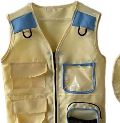 Explorer Vest and Hat Set for Kids Outdoor Activities, Blue in Saudi Arabia