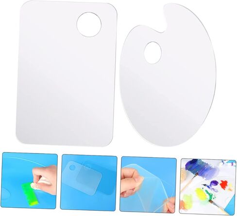 2pcs صينية الطلاء الأكريليك مجموعة DIY حامل الصباغ لخلط الألوان المائية خلط دائم من السهل تنظيف لوحة الطلاء مع ثقب الإبهام للفنانين والمنزل in Kuwait