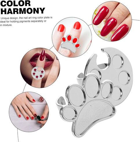 2Pcs Nail Art Color Mixing Tray Ring Nail Polish Holder for Blending Pigments Lipsticks More for Home Salon and Events Easy to Use Unique Design in Kuwait