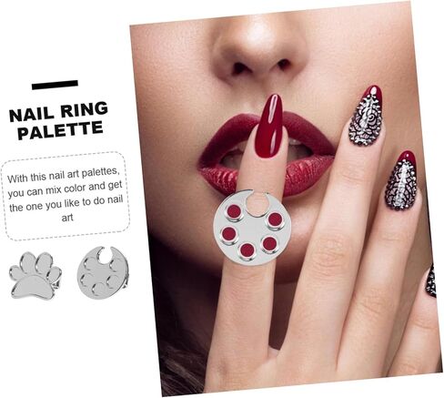 2Pcs Nail Art Color Mixing Tray Ring Nail Polish Holder for Blending Pigments Lipsticks More for Home Salon and Events Easy to Use Unique Design in Kuwait