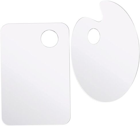 2Pcs Color Mixing Trays Transparent Paint Pallets with Thumb Hole for DIY Painting Durable Acrylic Art Supplies for Watercolor and Oil Painting Crafts in Saudi Arabia