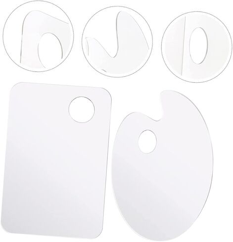 2Pcs Color Mixing Trays Transparent Paint Pallets with Thumb Hole for DIY Painting Durable Acrylic Art Supplies for Watercolor and Oil Painting Crafts in Saudi Arabia