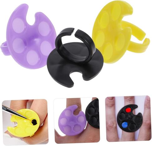 Mini Ring Palette Set of 10 for Nail Art Mixing Tray for Gel Polish and Nail Designs for Professional and Personal Use Random Color in Saudi Arabia