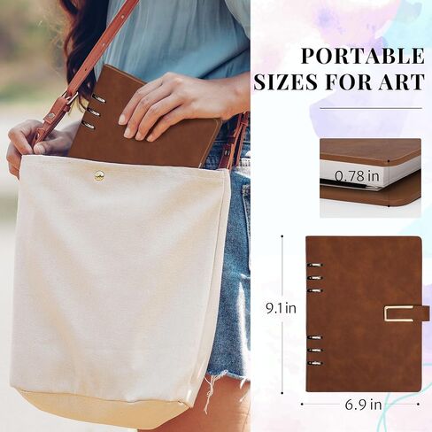 Vienrose 9" x 7" 3 Ring Watercolor Sketchbook, Faux Leather Cover Professional Art Journal with Detachable 24 Sheets 48 Pages, Ideal for Water Coloring, Sketching, Painting, Turquoise in Saudi Arabia