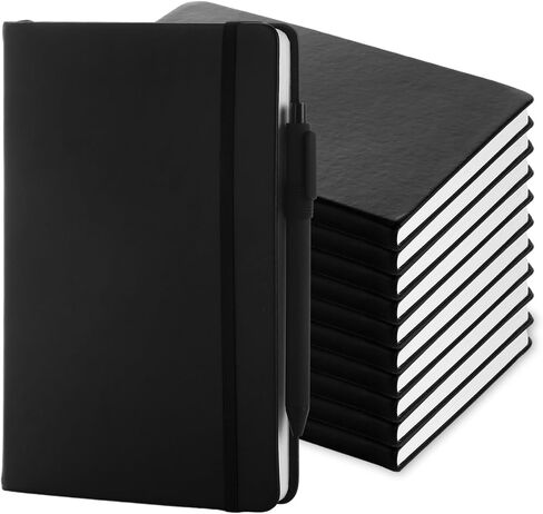 MIVIDE 10 Pack Journal Notebook Bulk with 10 Pens, A5 Lined Notebook Journals Bulk, Hardcover Notebook, College Ruled Notebook for Work Writing School Office, 5.7" x 8.3", Black in Saudi Arabia
