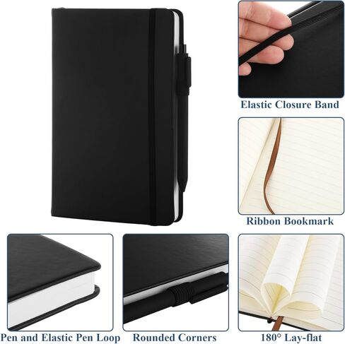 MIVIDE 10 Pack Journal Notebook Bulk with 10 Pens, A5 Lined Notebook Journals Bulk, Hardcover Notebook, College Ruled Notebook for Work Writing School Office, 5.7" x 8.3", Black in Saudi Arabia