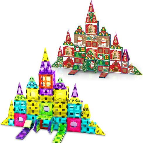250 PCS Magnetic Tiles for Kids,Magnetic Blocks for Kids with Christmas Theme, Magnetic Building Blocks Set, 3D SETM Educational Toddler Toys in Saudi Arabia