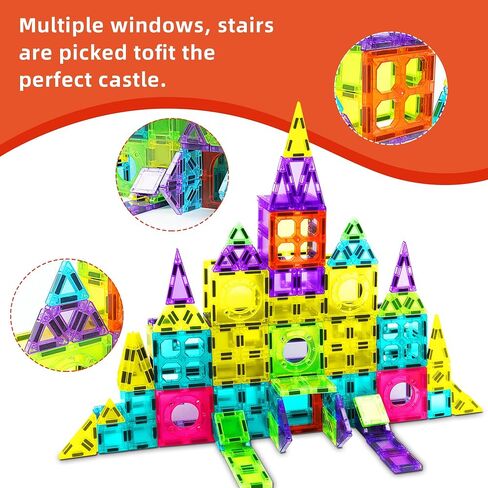 250 PCS Magnetic Tiles for Kids,Magnetic Blocks for Kids with Christmas Theme, Magnetic Building Blocks Set, 3D SETM Educational Toddler Toys in Saudi Arabia