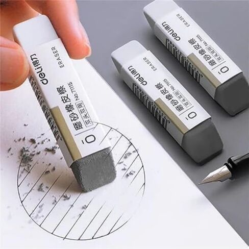 2-Pcs Grey Matte Ink Erasers - Pen-Style Design for Ballpoint and Fountain Pens, Frosted Non-Abrasive Office and School Supplies in Saudi Arabia