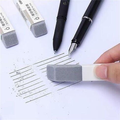 2-Pcs Grey Matte Ink Erasers - Pen-Style Design for Ballpoint and Fountain Pens, Frosted Non-Abrasive Office and School Supplies in Saudi Arabia