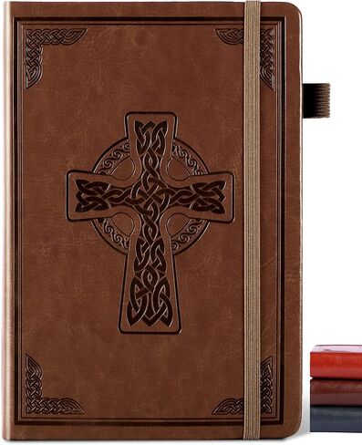 CAGIE Leather Lined Journal Notebook for Men & Women, Debossed Cross, 320 Pages 100 GSM Thick Paper, A5 Hardcover Journaling Notebooks for Writing, 5.7'' X 8.3'' Diary, Brown in Saudi Arabia