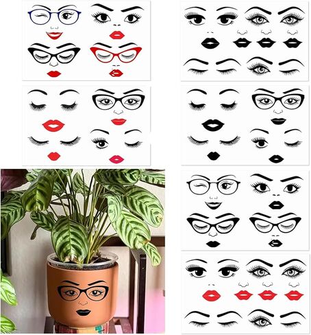 6 Pack Face Stickers for Crafts Facial Features Lips Mouth Eyes Eyebrows Nose Decals Make a Face Stickers for Holiday Party Painting on Wood Wall Fabric Canvas DIY Crafts Flower Pots Decor in Saudi Arabia