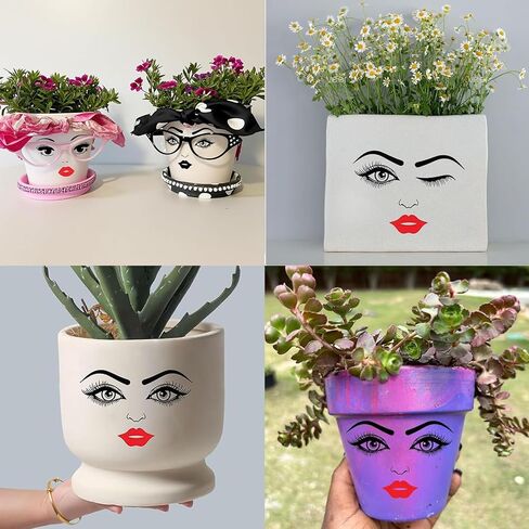 6 Pack Face Stickers for Crafts Facial Features Lips Mouth Eyes Eyebrows Nose Decals Make a Face Stickers for Holiday Party Painting on Wood Wall Fabric Canvas DIY Crafts Flower Pots Decor in Saudi Arabia