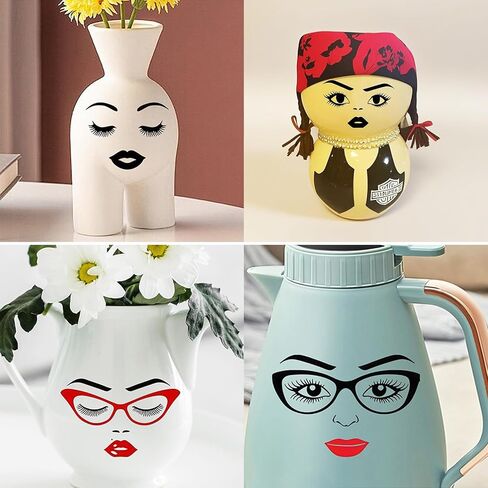 6 Pack Face Stickers for Crafts Facial Features Lips Mouth Eyes Eyebrows Nose Decals Make a Face Stickers for Holiday Party Painting on Wood Wall Fabric Canvas DIY Crafts Flower Pots Decor in Saudi Arabia