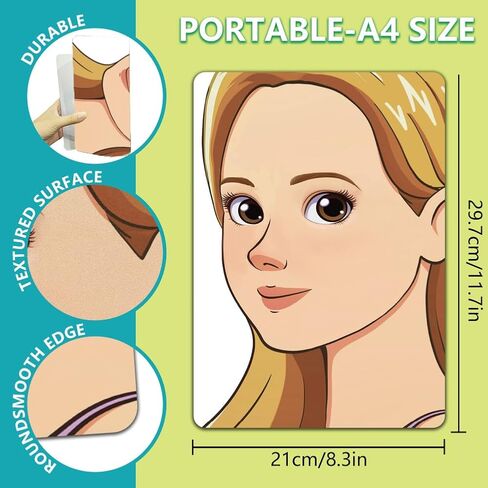 2pcs لوجه الوجه اللوحة الممارسة لوحة إعادة استخدام ممارسات الماكياج عارضة أزياء الطلاء الوجه تمرين القالب مرحلة الطلاء الأداة اللوازم اللوحة الوجه للمبتدئين (فتاة جديلة مستقيمة الشعر in Saudi Arabia