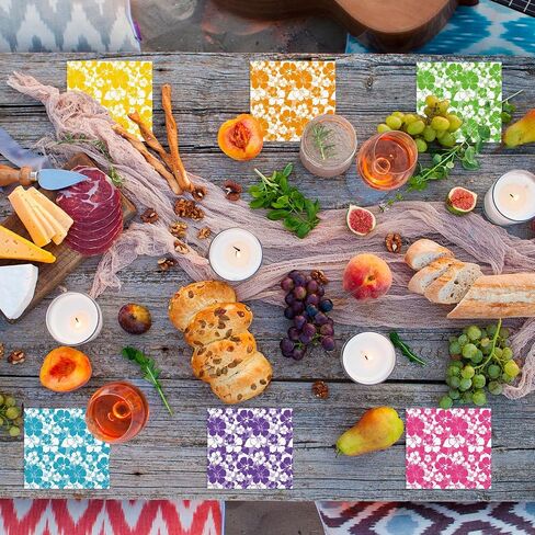 Nitial 120 Pcs Hibiscus Party Napkins Disposable 6.5 x 6.5 Inches Hawaiian Tropical Luau Paper Napkins Table Decorations Dessert Beverage Napkin for Aloha Summer Beach Party Supplies in Saudi Arabia