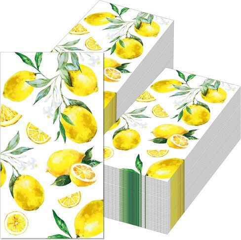 40Pcs Lemon Napkins Lemon Paper Napkins Yellow Citrus Fruit Disposable Hand Napkin Watercolor Summer Fruit Disposable Hand Towel for Summer Kitchen, Bathroom, Tea Party, Baby Shower in Saudi Arabia