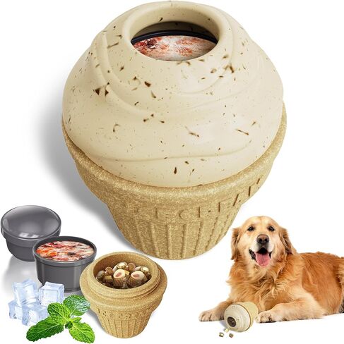 TOP Frozen Treat Dispenser & Chew Toy لمضغات العدوانية - لعبة التفاعل مع صندوق وجبة خفيفة قابلة للتجميد ، التحفيز العقلي للكلاب ذات السلالات الكبيرة ، التصميم غير القابل للكسر in Kuwait