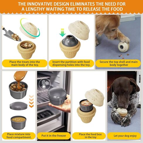 TOP Frozen Treat Dispenser & Chew Toy لمضغات العدوانية - لعبة التفاعل مع صندوق وجبة خفيفة قابلة للتجميد ، التحفيز العقلي للكلاب ذات السلالات الكبيرة ، التصميم غير القابل للكسر in Kuwait
