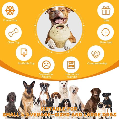 TOP Frozen Treat Dispenser & Chew Toy لمضغات العدوانية - لعبة التفاعل مع صندوق وجبة خفيفة قابلة للتجميد ، التحفيز العقلي للكلاب ذات السلالات الكبيرة ، التصميم غير القابل للكسر in Kuwait